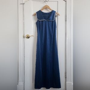 FREE with Bundle - Vintage Sailor Sleeveless Slip Dress With Unique Accent Blue